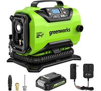 Greenworks 24V Cordless Tire Inflator, 160 PSI Portable Air Compressor, 2 Power Sources, Auto Shut Off, for Car, Bicycle, Motorcycle, Air Boat, Inflatables With 2.0 Ah Battery & 2A Charger
