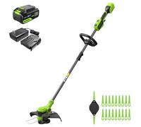 Greenworks 24V desbrozadora bateria, 33 cm de Ancho de Corte, rotación de 90°, Incl. Carrete de Alambre y 20 Cuchillas de plástico, Incl. batería de 4.0 Ah y Cargador, GD24LT33K4