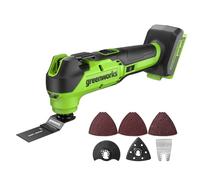 Greenworks 24V Herramienta Oscilante Inalámbrica, 8 Velocidades Variables, Velocidad hasta 18,000 OPM, Luz LED, Incluye Accesorios, SIN Batería ni Cargador 24V - MT332