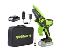 Greenworks 24V Mini Motosierra 10cm Motosierra a batería sin cable alimentada por una batería de 2Ah, velocidad de cadena de 7,8 m/s, motosierra eléctrica para ramas de árboles, patio y uso doméstico.