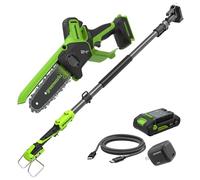 Greenworks 24V Mini motosierra 2-en-1 sin escobillas, motosierra inalámbrica a batería 15cm/6in, velocidad de corte 7,8m/s, podadora eléctrica con batería 2Ah y cargador 30W