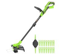 Greenworks 40 V 33,0 cm sin chnurlose Recortadora de Bordes/cortabordes - Cable de alimentación automático - Cabezal Giratorio - Cortador de césped Ligero, 20 Cuchillas de plástico + Cubierta de la