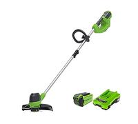 Greenworks 40V Cortadorbordes a Batería para Jardín Mediano, Altura Regulable, Ancho Corte 30 cm, Alimentación Automática Nylon 1,65 mm, Dos Baterías de 40 V 2 Ah y Cargador G40LTK2X