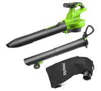 Greenworks 40V Soplador Aspirador de Hojas a Batería con Motor sin Escobillas,370 km/h, 14.17 m³/min, Bolsa Recogedora de 45L SIN Batería de y Cargador, Garantía de 3 Años GD40BVII