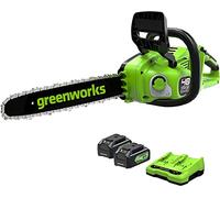 Greenworks 48V(2x24V) Motosierra a Batería con Motor sin Escobillas, Barra de 35 cm, Velocidad de Cadena de 20 m/s, Autoengrasado, Con dos 4Ah y Cargador Doble, Garantía de 3 Años-GD24X2CS36K4X
