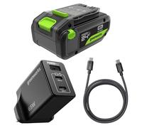 Greenworks Batería USB-C de Alta Potencia de 24 V y 4 Ah y Cargador USB-C de 65 W y Cable de 100 W, batería de Iones de Litio Adecuada para Todos los Dispositivos Greenworks de 24 V de 24 V, K2S4BEA
