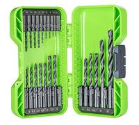 Greenworks Brocas HSS 135° con punta dividida (juego completo de 21 brocas de óxido negro de 1,5mm a 10mm compatibles con todos los taladros y destornilladores inalámbricos)