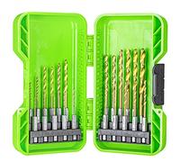Greenworks Brocas HSS 135° hexagonales (juego completo de 22 brocas con recubrimiento de estaño de 1,5mm a 8mm aptas para todos los taladros y atornilladores inalámbricos)