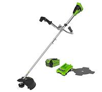 Greenworks Cortabordes Eléctrico y Desbrozadora sin Cable 40V 40cm con 1 Batería 2.5Ah y Cargador, 2mm Hilo/Cuchillo, Mango de Bicicleta Potente Motor sin Escobillas GD40BCBK25