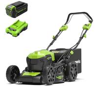 Greenworks Cortacésped de Batería Autopropulsada, Ancho de Corte 46 cm, SIN Batería y Cargador GD40LM46SP + Greenworks Batería 40V 5Ah G40B5 + Greenworks Cargador de Batería 40V 2A - G40C