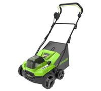 Greenworks Cortacésped de Batería Escarificador Rastrillo a Motor sin Escobillas 3100 RPM, Ancho 38cm, 5 Profundidades, Caja Recolección 45 L SIN Batería 40V y Cargador, Garantía 3 Años GD40SC38II