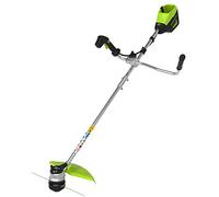 Greenworks Cortacésped y desbrozadora inalámbrica 2 en 1 GD60BCB (Li-Ion 60V 40cm/30cm ancho corte 2.4 mm rosca 6000 rpm manija de bicicleta ajustable modo alto / bajo No incluye batería ni cargador)