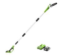 Greenworks de 24 V 20 cm Sierra de Poste, Velocidad de Cadena de 6,6 m/s, Longitud Hasta 2,4 m (con 2 Ah Batería y Cargador)