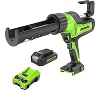 Greenworks G24CGK2 Pistola de Silicona a Batería, Fuerza 2900N, 6 Velocidades, Anti-goteo, CON Batería de 24V y Cargador, Garantía de 3 Años