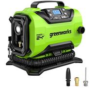 Greenworks G24IN Inflador Inalámbrico y Deflactor, 11 bar, Baja o Alta Presión, Apagado Automático con 3 Adaptadores y Manguera de 0,5 m SIN Batería de 24V y Cargador, Garantía de 3 Años
