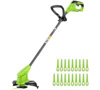 Greenworks G24LT25K2 Cordless Strimmer for Small to Medium Gardens, 25cm Cutting Width, Autofeed 1.65mm Nylon Line with 24V 2Ah Battery & Charger, 3 Year Guarantee