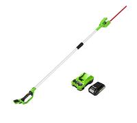 Greenworks G24PH51K2 Cortasetos Pértiga a Batería con Eje Divisible, Cuchillas Doble Acción 51 cm, Cortes 18 mm, Pivote Cabezal de 125°, 1500 spm, 24 V Batería y Cargador, 3 Años de Garantía