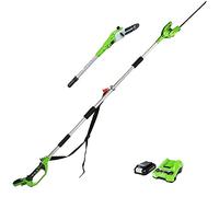 Greenworks G24PSHK2 2/1 Sierra y Cortasetos Pértiga a Batería, Correa Hombro, Barra Pértiga 20cm, Cortasetos 51cm, Cuchillas Doble Acción, Batería 24V 2Ah y Cargador, 3 Años de Garantía
