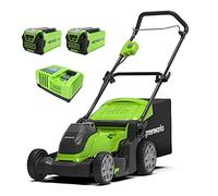 Greenworks G40LM41K2X Cortacésped de Batería para Céspedes de Hasta 500 m², Ancho de Corte 41 cm, Bolsa de 50L MÁS Dos Baterías de 40V 2Ah y Un Cargador, Garantía de 3 Años