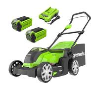 Greenworks G40LM41K2X Cortacésped de Batería para Céspedes de Hasta 500 m², Ancho de Corte 41 cm, Bolsa de 50L MÁS Dos Baterías de 40V 2Ah y Un Cargador, Garantía de 3 Años