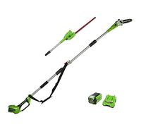 Greenworks G40PSHK2 2/1 Sierra y Cortasetos Pértiga a Batería, Cuchillas renovadas, Barra 20 cm, 51 cm, Cuchillas Doble Acción, Batería 40 V 2 Ah y Cargador