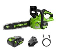 Greenworks GD24CS30K4 Motosierra a Batería, Motor sin Escobillas, Barra de 30 cm, Velocidad de Cadena 7,8 m/s, Autoengrasado, Protección de Retroceso, Batería de 24V 4Ah, Cargador, Garantía de 3 Años