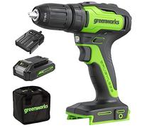 Greenworks GD24DD35K2 Taladro Atornillador Inalámbrico con Motor sin Escobillas, 0-1450 rpm, 2 Velocidades, Torque Motor de 35 Nm, Batería de 24V 2Ah y Cargador, Bolsa, Garantía de 3 Años