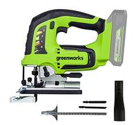 Greenworks GD24JS Sierra de Calar a Batería, 3000spm, Base Ajustable hasta 45°, Accesorio de Aspiración, SIN Batería de 24V y Cargador, Garantía de 3 Años