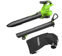 Greenworks GD40BVII Aspiradora inalámbrica de soplado de Hojas con Motor sin escobillas, 370 km/h, 14,17 m³/min, Bolsa de mantillo de 45 L sin batería de 40 V y Cargador, 3 años de garantía