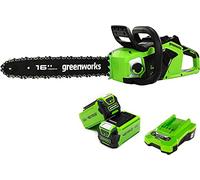 Greenworks GD40CS18K2X Motosierra a Batería, Motor sin Escobillas, Barra de 40 cm, Velocidad de Cadena 20 m/s, 3,81 kg, Autoengrasado, Protección de Retroceso, 2 de las Baterías de 40V 2Ah y Cargador