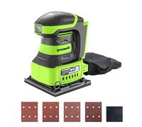 Greenworks Herramienta de lijadora de hojas sin cable de 24 V, 1/4 cuartos, lijadora OPM 11.000 con bolsa de colección de polvo y papel de arena