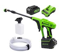 Greenworks Hidrolimpiadora a batería G24PW (motor de iones de litio 24V y 300 W de potencia, 24 bares presión y 180 l/h de caudal, boquilla doble y manguera 6m + 4Ah batería ni cargador)