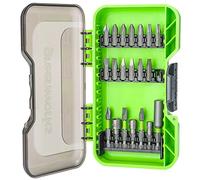 Greenworks Juego de conducción nominal de impacto de 20 piezas, juego de puntas de destornillador, broca de fresado de precisión, caja modular, soporte de broca magnética