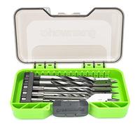 Greenworks Juego de perforación de madera de 11 piezas, brocas de pala característica de vástago hexagonal de cambio rápido de 1/4 pulgadas, punto Brad, prevención de caminar