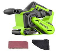 Greenworks Kit de lijadora de banda inalámbrica sin escobillas de 24 V de 3 x 18 pulgadas con bolsa de polvo y papel de lija de grano 60, solo herramienta