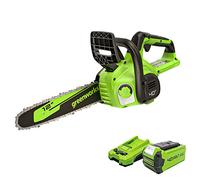 Greenworks Motosierra compacta inalámbrica de 40 V y 12 pulgadas (ideal para limpieza de tormentas, poda y campamento), batería de 2.0 Ah y cargador incluidos