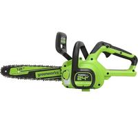 Greenworks Motosierra compacta inalámbrica sin escobillas de 24 V de 12 pulgadas (ideal para limpieza de tormentas, poda y leña/más de 125 herramientas compatibles), solo herramienta