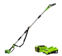 Greenworks Podador de altura G40PS20, Li-Ion 40V 20cm longitud de sable 8 m/s velocidad de la cadena barra de aluminio de 3 piezas sin batería ni cargador