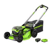 Greenworks Pro 60 V 51 cm sin escobillas, Altura de Corte 25-85 mm, asa Plegable, Almacenamiento Vertical, con Bolsa de 60 litros (con batería y Cargador de 4 ah)