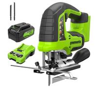 Greenworks Sierra caladora de 24 V, sierra de calar sin escobillas de 1 pulgada, 3000 SPM, ángulo de corte de 45°, movimiento orbital de 4 ajustes, cargador de 24 V y batería USB de 4 Ah