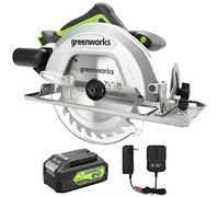 Greenworks Sierra circular de 24 V de 7-1/4 pulgadas sin escobillas, inalámbrica, con batería de 4 Ah y cargador de 2 A