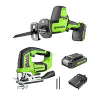 Greenworks Sierra de calar inalámbrica de 24 V y sierra universal inalámbrica, altura de elevación de 26 mm, sin escobillas, incluye hoja de sierra, batería de 2 Ah y cargador