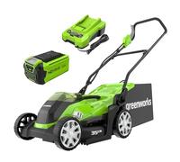 Greenworks Tools G40LM35K2 Cortacésped de Batería para Céspedes de Hasta 200 m², Ancho de Corte de 35 cm, Bolsa de 40L MÁS Batería de 40V y Cargador