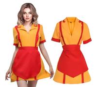 GreenYeah Disfraz de 2 Broke Girls, Disfraz de Caroline y Max, Uniforme de Camarera con Delantal, Waitress Costume, Disfraz Mujer Carnaval, Vestido para Carnaval Halloween Fiesta Cosplay (M)