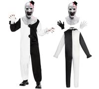 GreenYeah Disfraz de Payaso Terrifier, Terrifier Clown Disfraz Adultos Cosplay con Máscara de Terrifier, Guantes, Movie Killer Terrifier Payaso Disfraz, Halloween Carnaval Fiesta Cosplay Costume