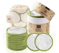 Greenzla Discos desmaquillantes reutilizables (20uds) con bolsa de lavandería lavable y caja de almacenamiento, bambú natural y algodón orgánico, ecológicos