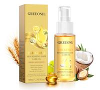 GREEONIL Suero de oro de 24 quilates con argán, coco y aceite de oliva para controlar el encrespamiento, dar brillo y reparar las puntas abiertas, tratamiento nutritivo capilar con vitamina E, 60 ml