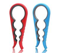 GreeSuit abrebotellas abrelatas abridor con 2 Paquetes de Goma abrebotellas con 4 en 1 para múltiples tamaños (Rojo, Azul)