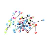 Greethga 30X Pendientes Piercing de Ombligo Lengua 16mm Bola 6mm