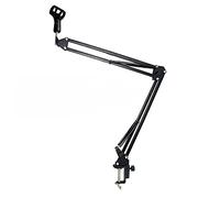 Greethga Soporte de micrófono ajustable de metal para brazo de tijera con soporte de micrófono Clip de montaje se puede plegar